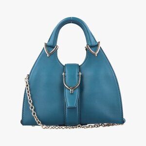 Gucci Stirrup Blue Leather Handbag
